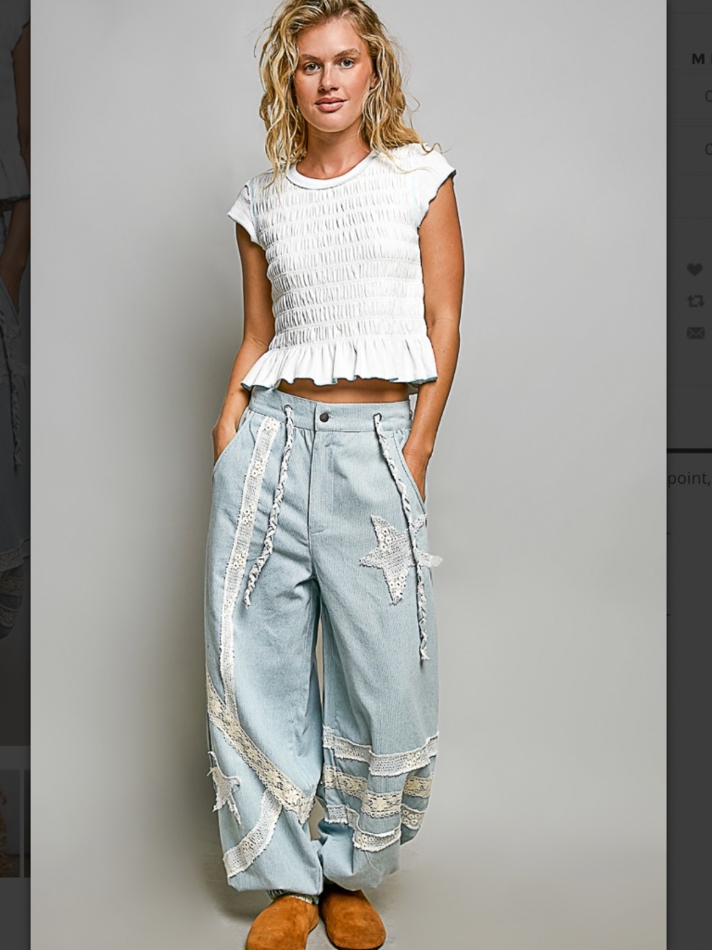 🎉 POL “ VERO ” POL Cargo Denim Jogger Pants with Star Patch Detail 89 - Picture 2 of 6